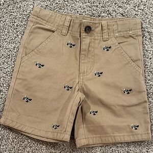 Khaki Shorts with Embroidered Planes